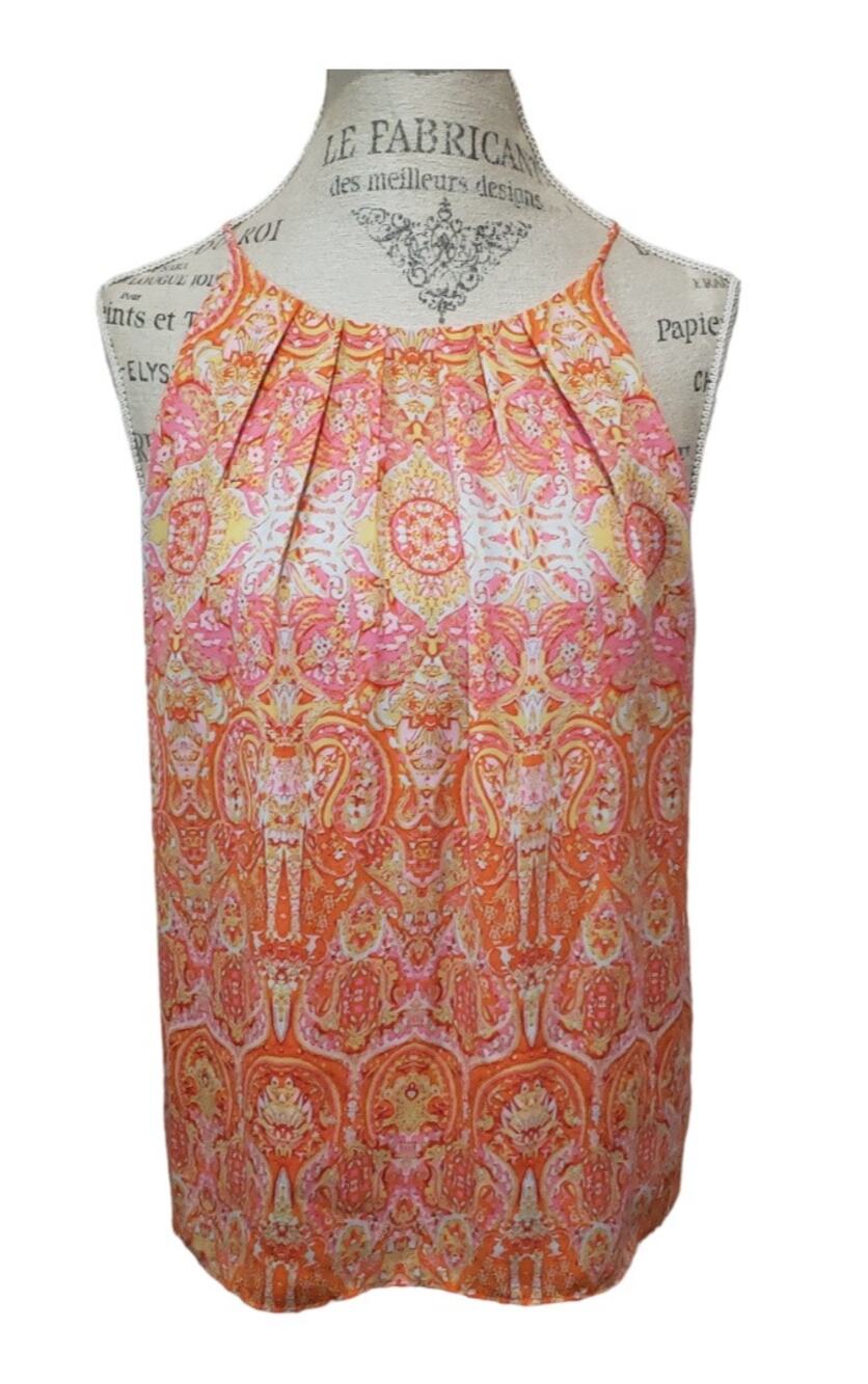 Violet + Claire Orange Boho Spaghetti Strap Sleeveless Blouse Dress Tank Top